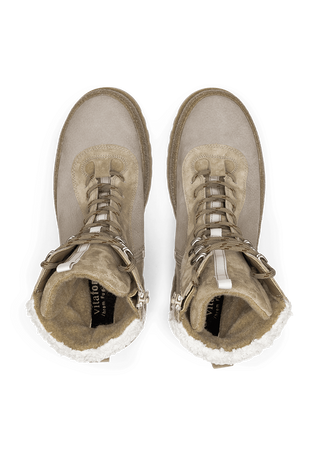 markante Stiefelette Veloursleder taupe