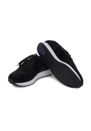 funkelnder Sneaker Veloursleder schwarz
