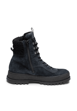 markante Stiefelette Veloursleder marine