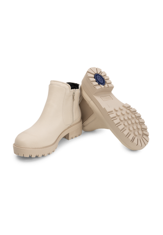 vielseitige Stiefelette Hirschleder beige