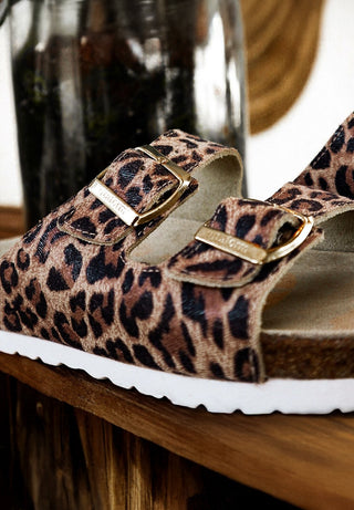 trendige Pantolette Veloursleder leopard