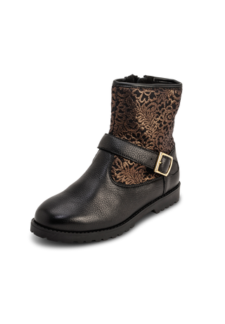 goldiger Bootie Hirschleder schwarz
