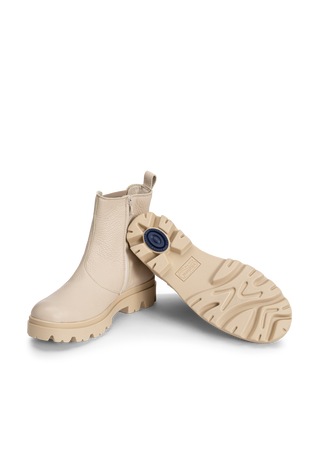 lässige Stiefelette Hirschleder beige