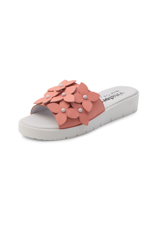 blumige Pantolette Hirschleder lachs