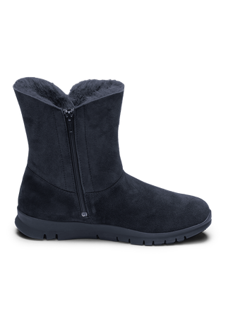 warmer Lammfellstiefel Veloursleder marine