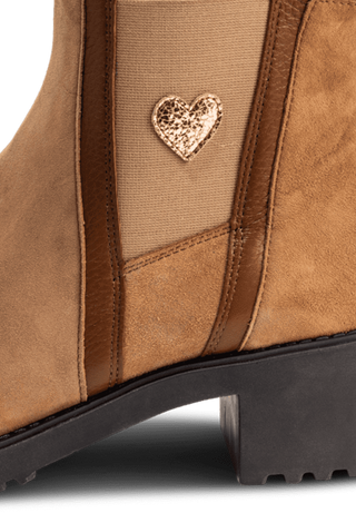 hübsche Stiefelette Samtziege caramel