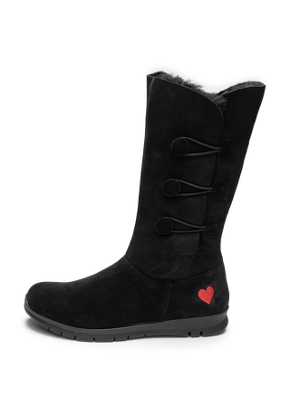 herzhafter Stiefel Veloursleder schwarz