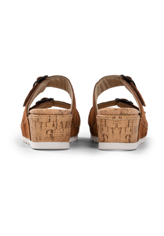 legere Pantolette Veloursleder cognac