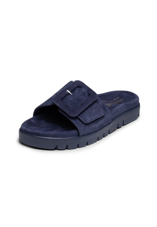 frische Pantolette Samtziege marine
