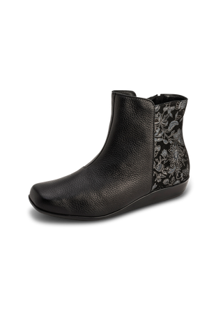 floral-glänzende Stiefelette Hirschleder schwarz