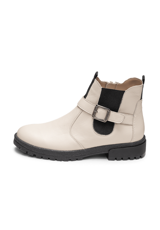 gemütvolle Stiefelette Softnappaleder creme