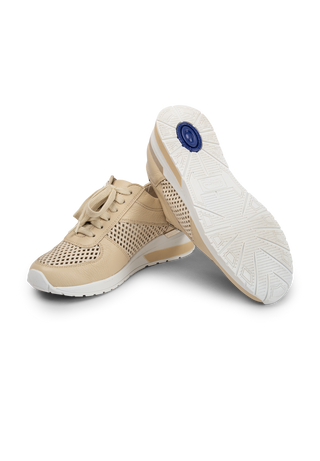 perforierter Sneaker Hirschleder creme