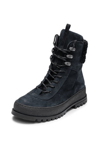 markante Stiefelette Veloursleder marine