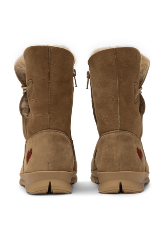 warmer Lammfellstiefel Veloursleder taupe