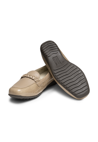 stilvoller Slipper Leder/Stretch taupe