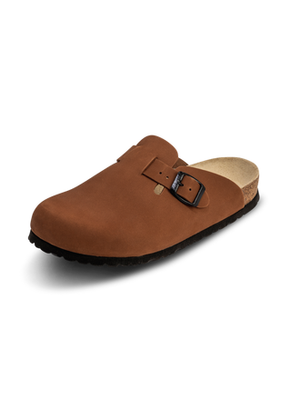 bequemer Clog Nubukleder braun