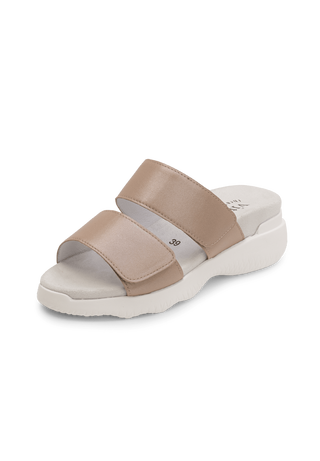 sportliche Pantolette Softnappaleder taupe