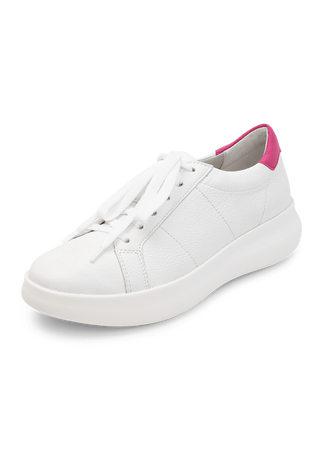 klassischer Sneaker Hirschleder weiß/pink