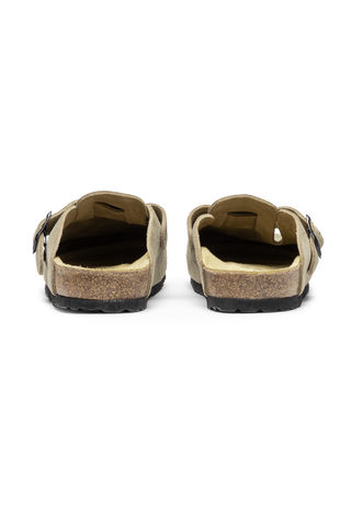 traditioneller Clog Veloursleder taupe