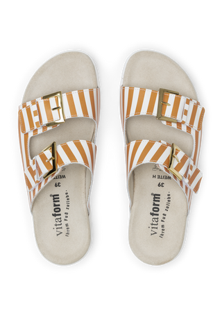 gestreifte Pantolette Nappaleder terracotta-gestreift