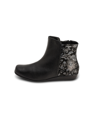 floral-glänzende Stiefelette Hirschleder schwarz