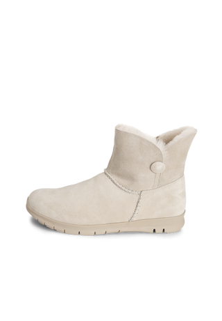 flauschiger Lammfellstiefel Veloursleder offwhite