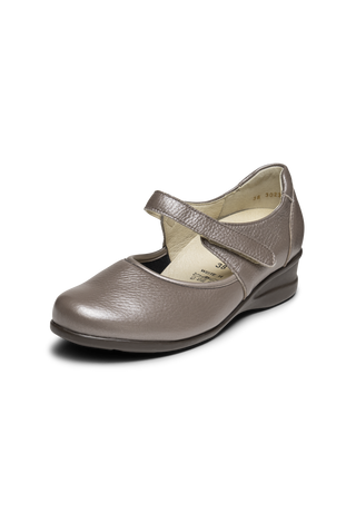 stilsicherer Mary-Jane Hirschleder dunkeltaupe/metallic