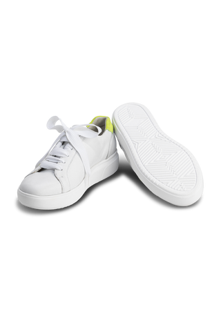 eindrucksvoller Sneaker Nappaleder weiß/gelb