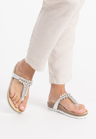 funkelnde Pantolette Softnappaleder silber