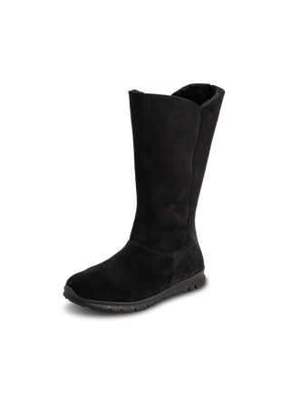 kuschelig-warmer Lammfellstiefel Veloursleder schwarz