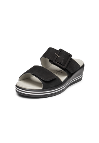 modische Pantolette Softnubuk schwarz