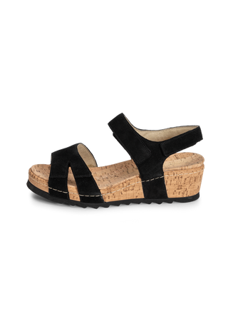 farbenfrohe Sandale Veloursleder schwarz