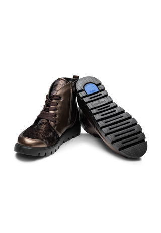 glänzende Stiefelette Leder/Stretch bronze