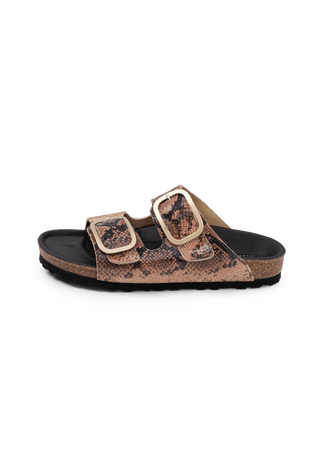 trendy Pantolette Veloursleder rose/snake