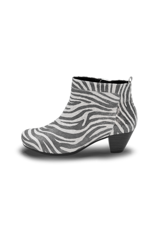 eindrucksvolle Stiefelette Samtziege zebra