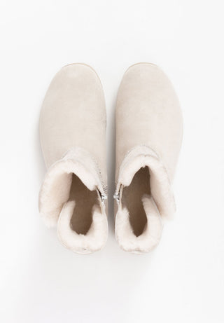 wärmende Stiefelette Veloursleder offwhite