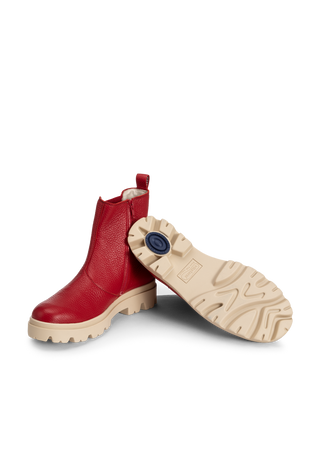 lässige Stiefelette Hirschleder rot