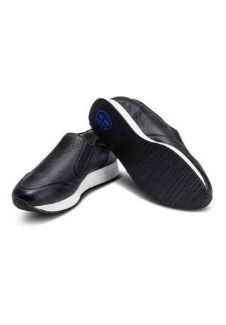 extrabreiter Slipper Hirschleder schwarz