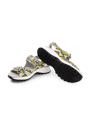 formstarke Sandale Softnappaleder snake/lime
