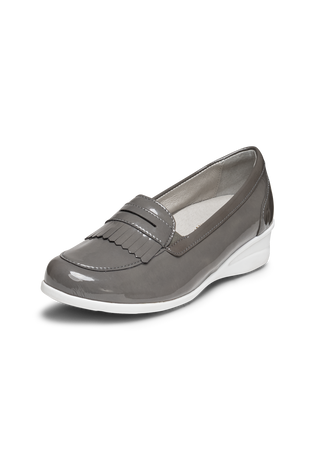 zeitloser Slipper Leder/Stretch grau