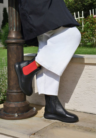 tadellose Stiefelette Hirschleder schwarz