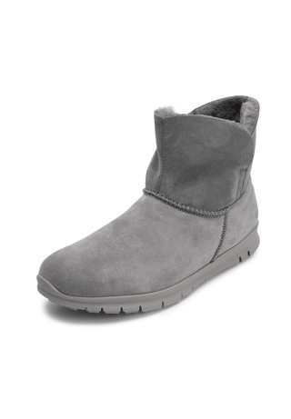 wärmende Stiefelette Veloursleder grau