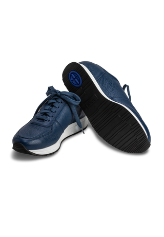 luxuriöser Sneaker Hirschleder jeansblau