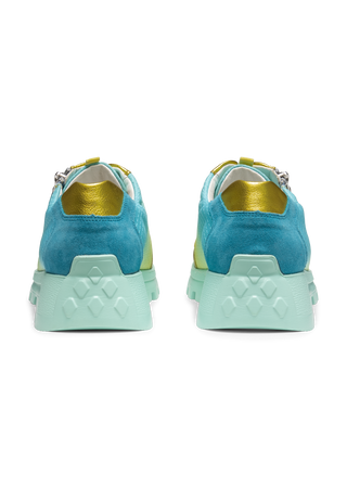 bunter Sneaker Echt Leder & Textil  türkis