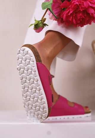 wohltuende Pantolette Vollrindleder pink
