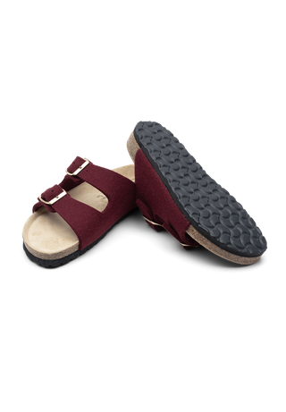 behagliche Pantolette Wollfilz bordeaux