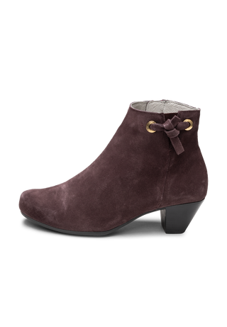 elegante Stiefelette Veloursleder aubergine