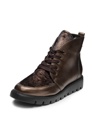 glänzende Stiefelette Leder/Stretch bronze