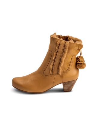 hübsche-wärmende Stiefelette Lammfell camel