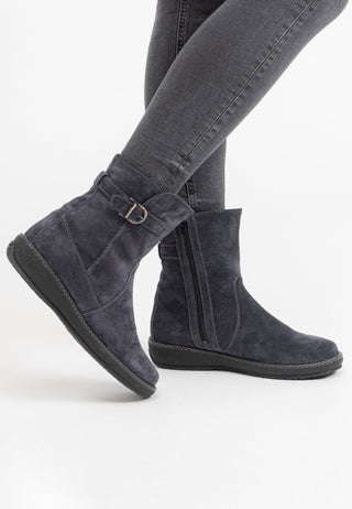 kuschlige Stiefelette Veloursleder marine